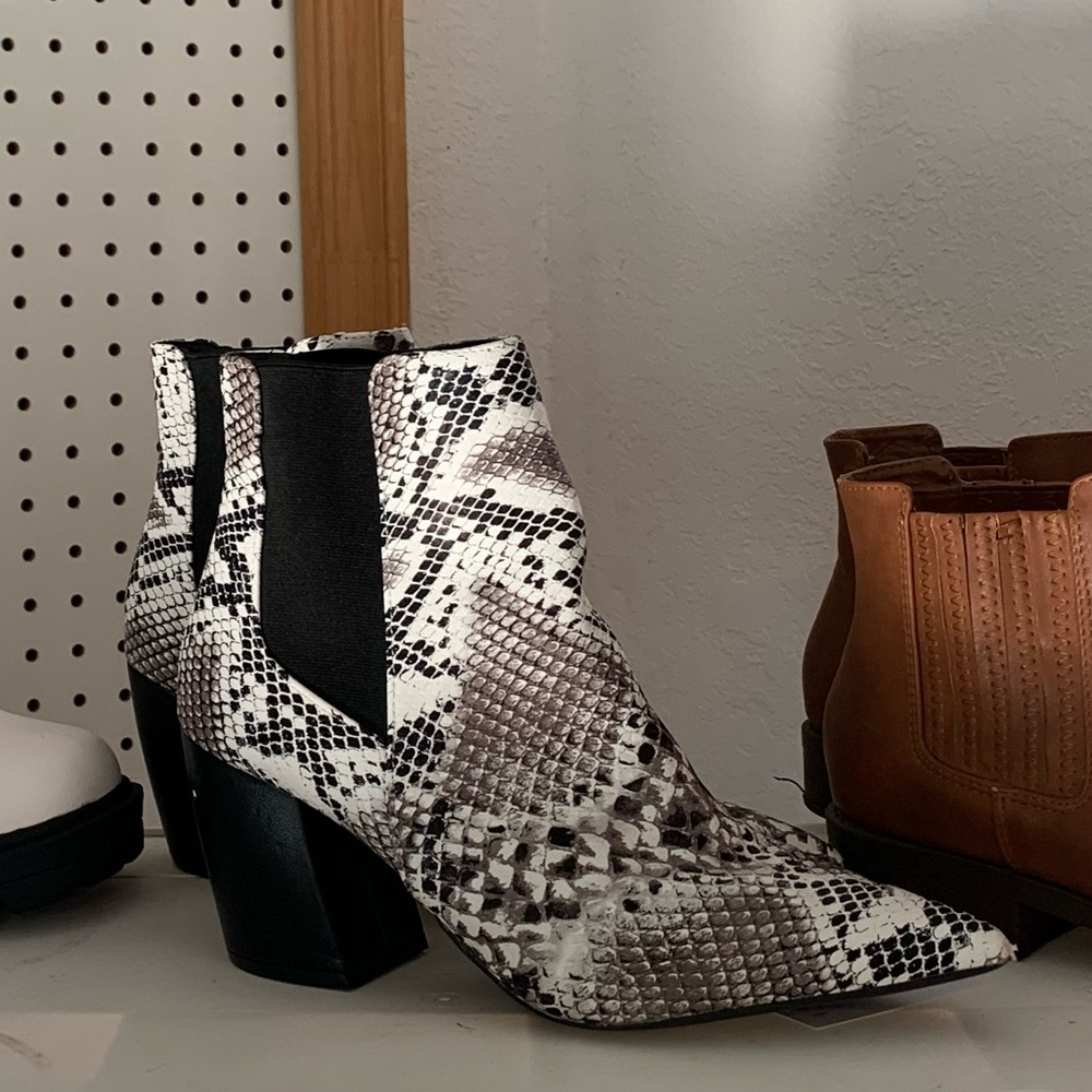 Snake print ankle booties